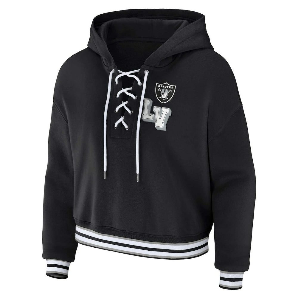 Las Vegas Raiders WEAR by Erin Andrews Women's Plus Size Lace-Up Pullover Hoodie | NFL On sale