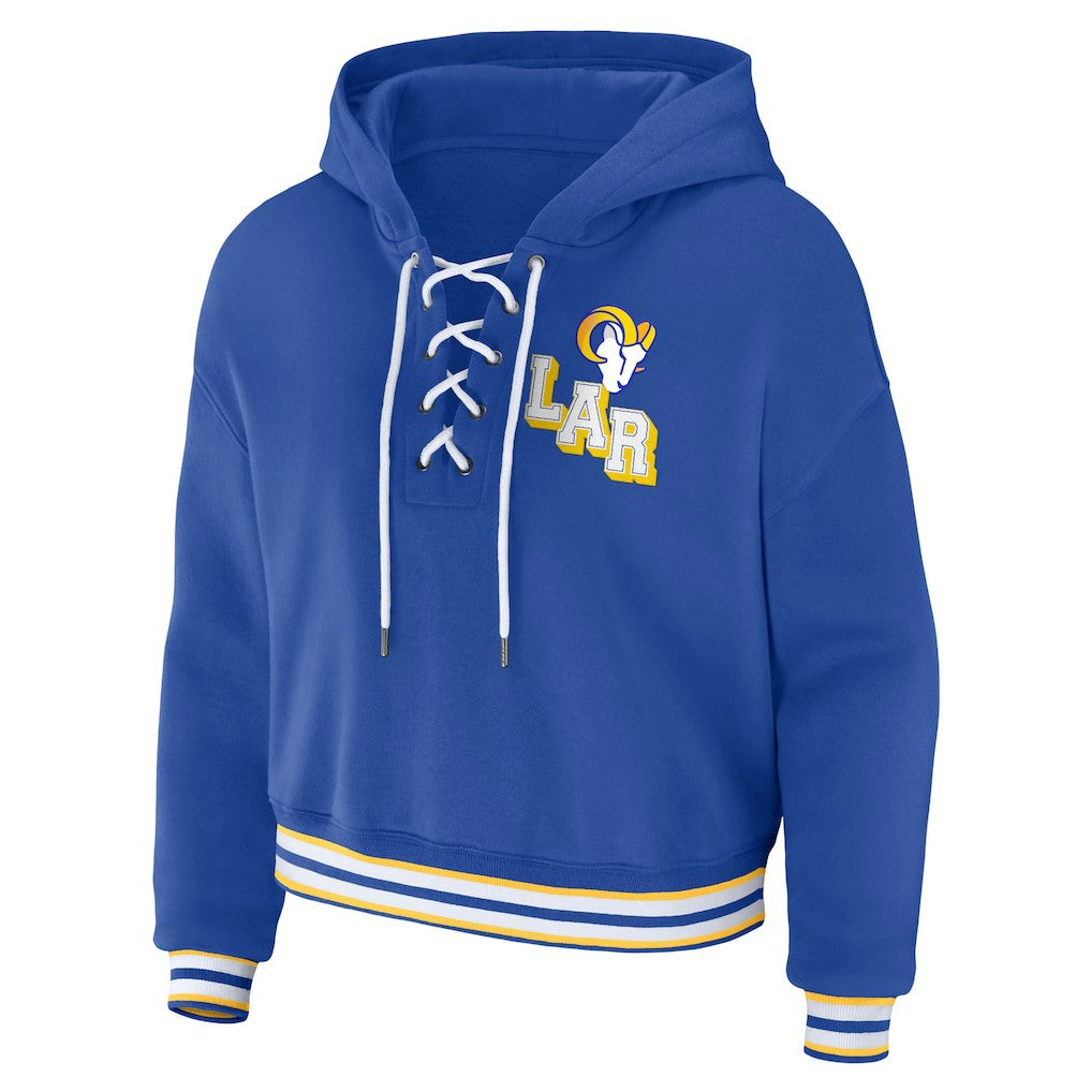 Los Angeles Rams WEAR by Erin Andrews Women's Plus Size Lace-Up Pullover Hoodie | NFL Near me