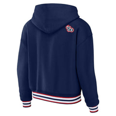 New England Patriots WEAR by Erin Andrews Women's Plus Size Lace-Up Pullover Hoodie | NFL Outlet