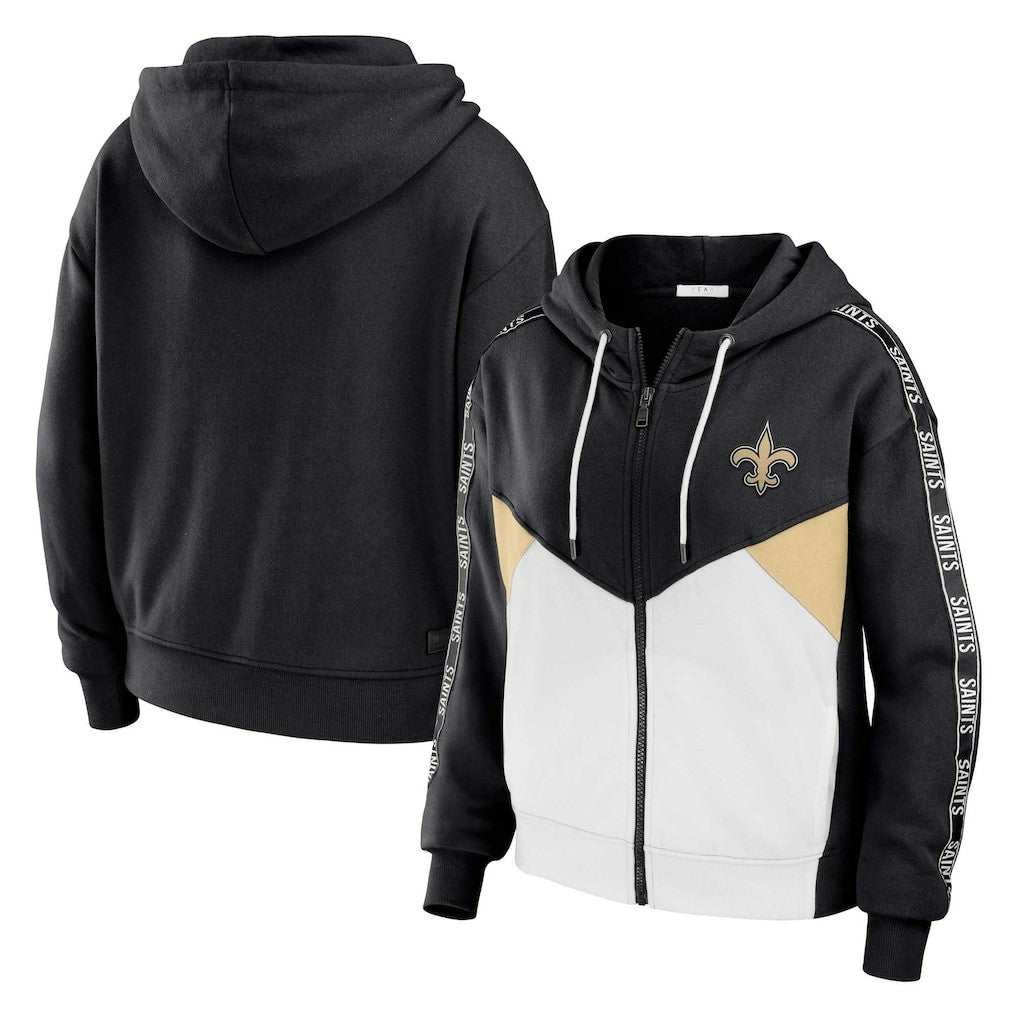 New Orleans Saints WEAR by Erin Andrews Women's Plus Size Color Block Full-Zip Hoodie | NFL Outlet
