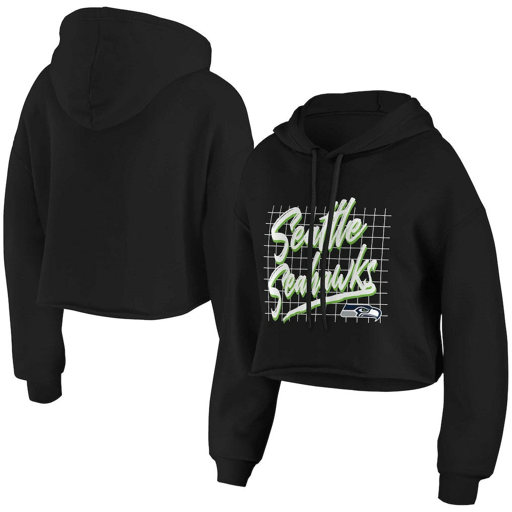 Seattle Seahawks WEAR by Erin Andrews Women's Domestic Cropped Pullover Hoodie | NFL Outlet