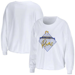 Los Angeles Rams WEAR by Erin Andrews Women's Domestic Cropped Long Sleeve T-Shirt | NFL US