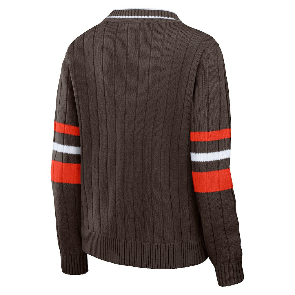 Cleveland Browns WEAR by Erin Andrews Women's Throwback V-Neck Sweater | NFL Outlet