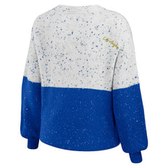Los Angeles Rams WEAR by Erin Andrews Women's Lighweight Modest Crop Color-Block Pullover Sweater | NFL New