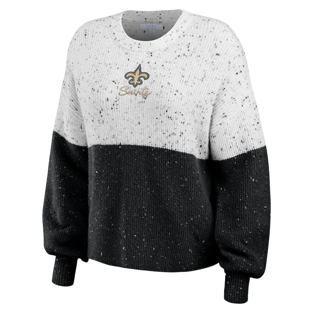 New Orleans Saints WEAR by Erin Andrews Women's Lighweight Modest Crop Color-Block Pullover Sweater | NFL Sale