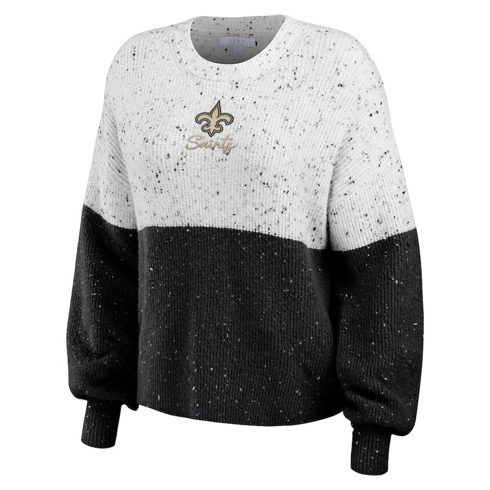 New Orleans Saints WEAR by Erin Andrews Women's Lighweight Modest Crop Color-Block Pullover Sweater | NFL Sale