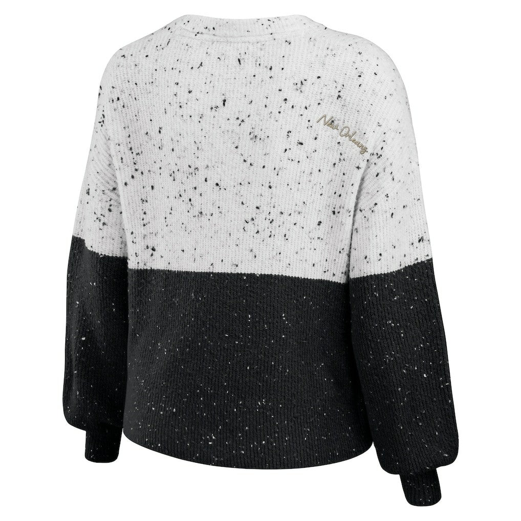 New Orleans Saints WEAR by Erin Andrews Women's Lighweight Modest Crop Color-Block Pullover Sweater | NFL Sale