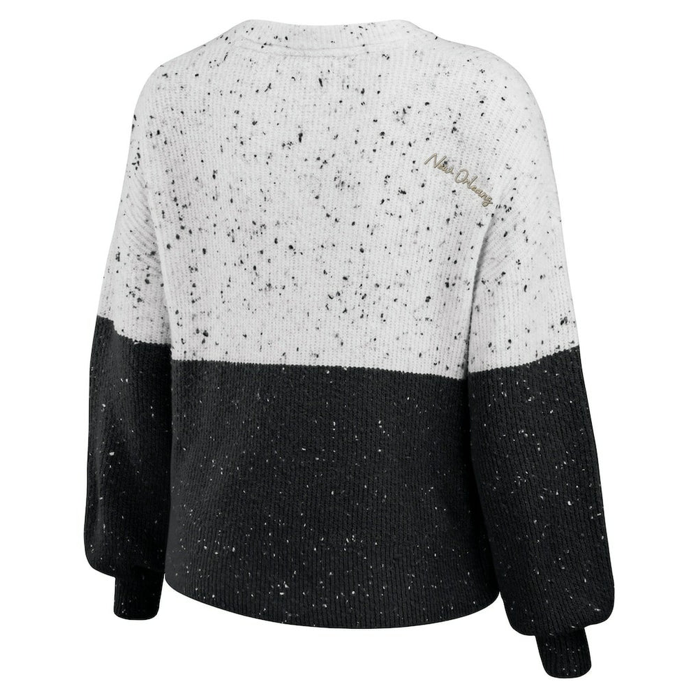New Orleans Saints WEAR by Erin Andrews Women's Lighweight Modest Crop Color-Block Pullover Sweater | NFL Sale