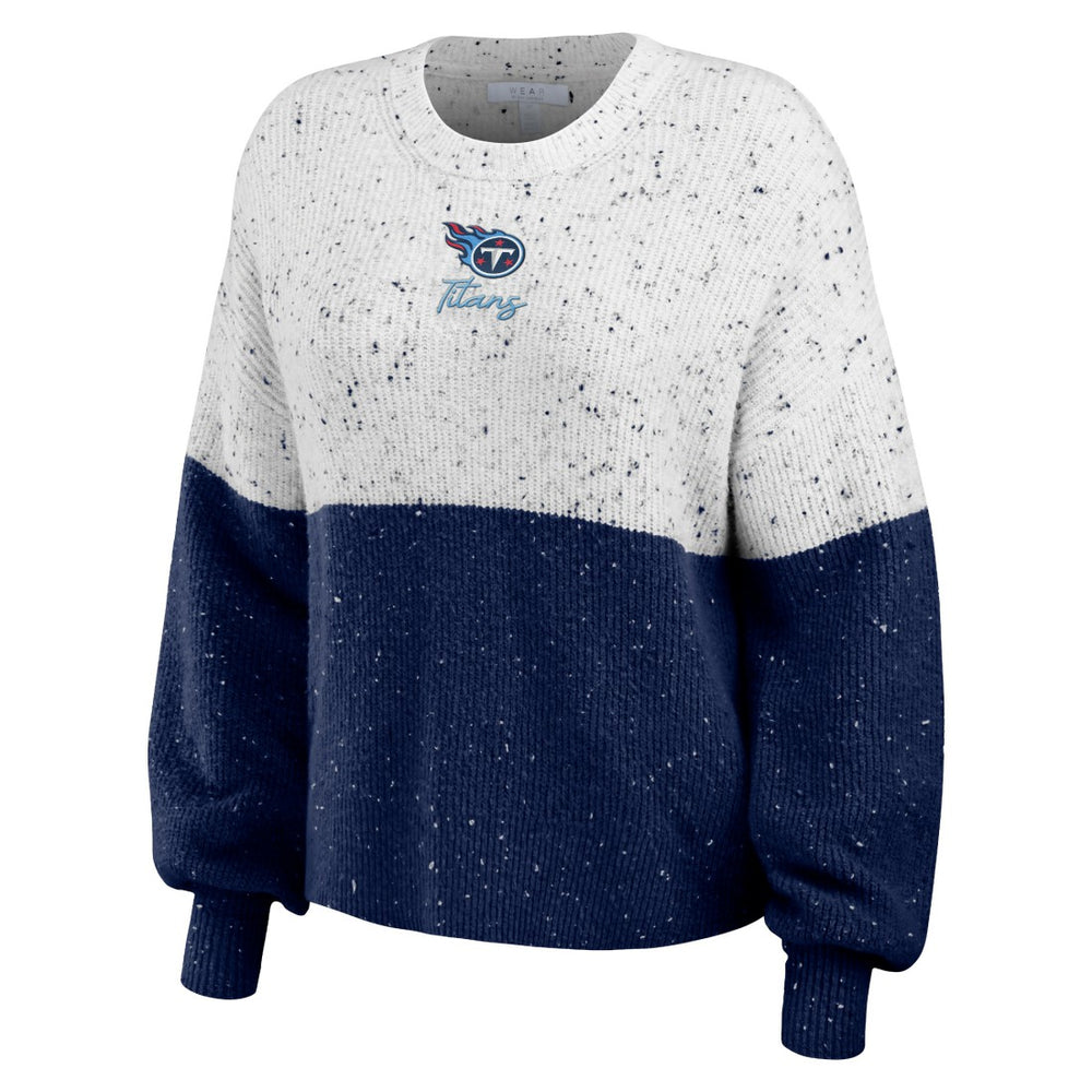 Tennessee Titans WEAR by Erin Andrews Women's Lighweight Modest Crop Color-Block Pullover Sweater | NFL Sale