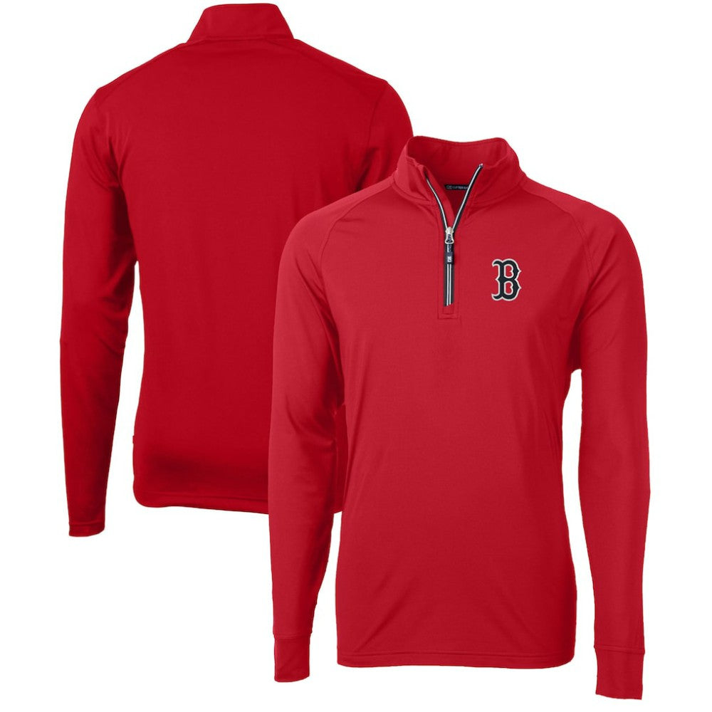 Boston Red Sox Cutter & Buck Adapt Eco Knit Stretch Recycled Quarter-Zip Pullover Top - MLB Pullover
