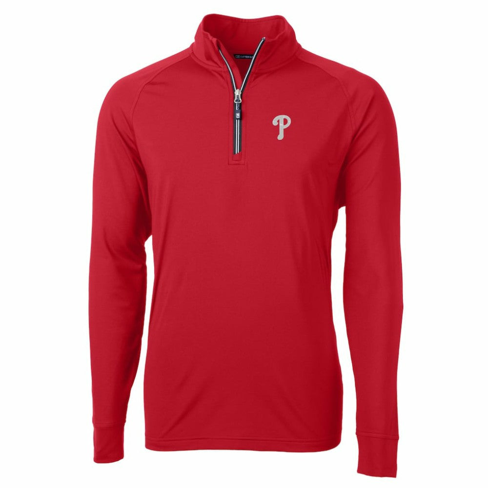 Philadelphia Phillies Cutter & Buck Adapt Eco Knit Stretch Recycled Quarter-Zip Pullover Top - MLB Pullover