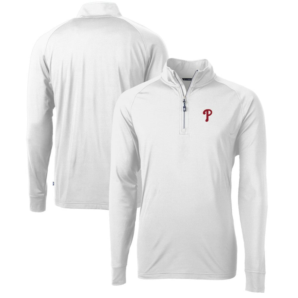 Philadelphia Phillies Cutter & Buck Adapt Eco Knit Stretch Recycled Quarter-Zip Pullover Top - MLB Pullover
