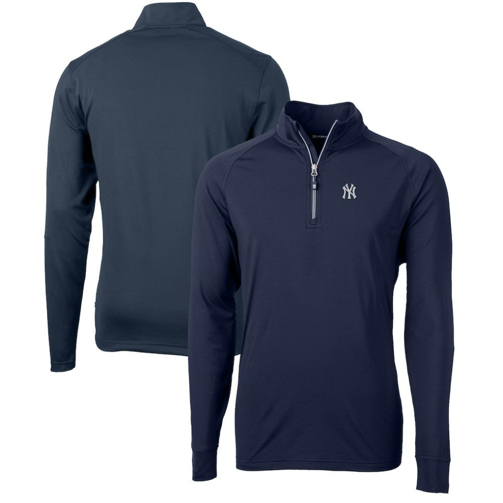 New York Yankees Cutter & Buck Adapt Eco Knit Stretch Recycled Quarter-Zip Pullover Top - MLB Pullover
