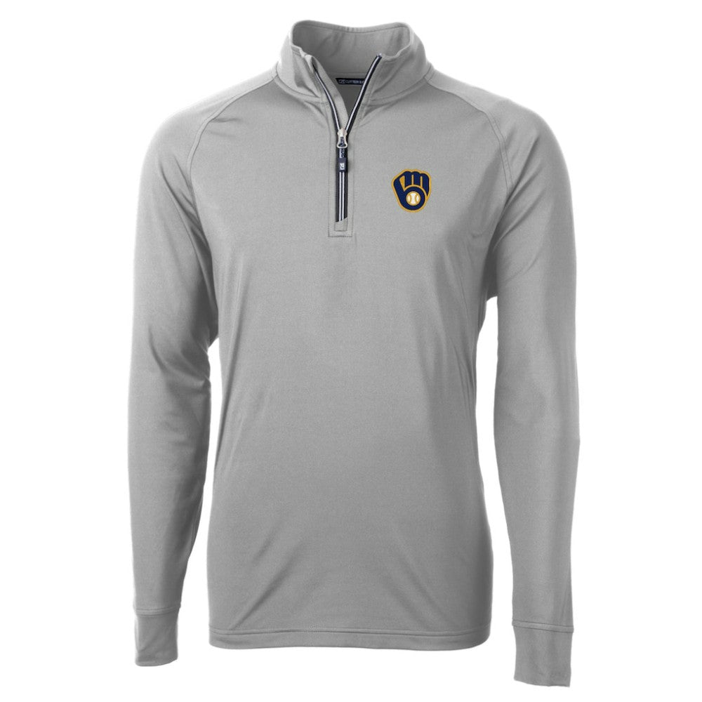 Milwaukee Brewers Cutter & Buck Adapt Eco Knit Stretch Recycled Quarter-Zip Pullover Top - MLB Pullover