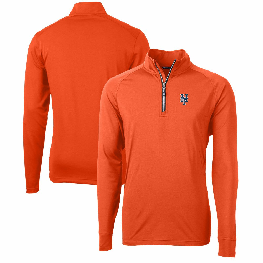 New York Mets Cutter & Buck Adapt Eco Knit Stretch Recycled Quarter-Zip Pullover Top - MLB Pullover