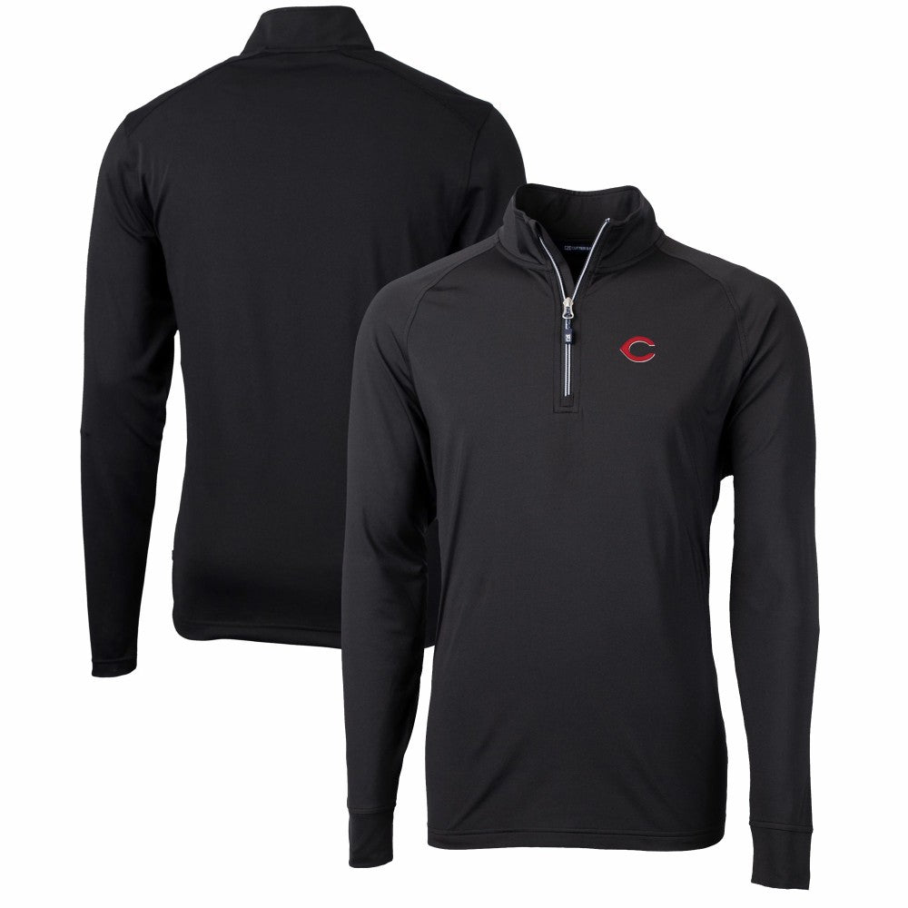 Cincinnati Reds Cutter & Buck Adapt Eco Knit Stretch Recycled Quarter-Zip Pullover Top - MLB Pullover