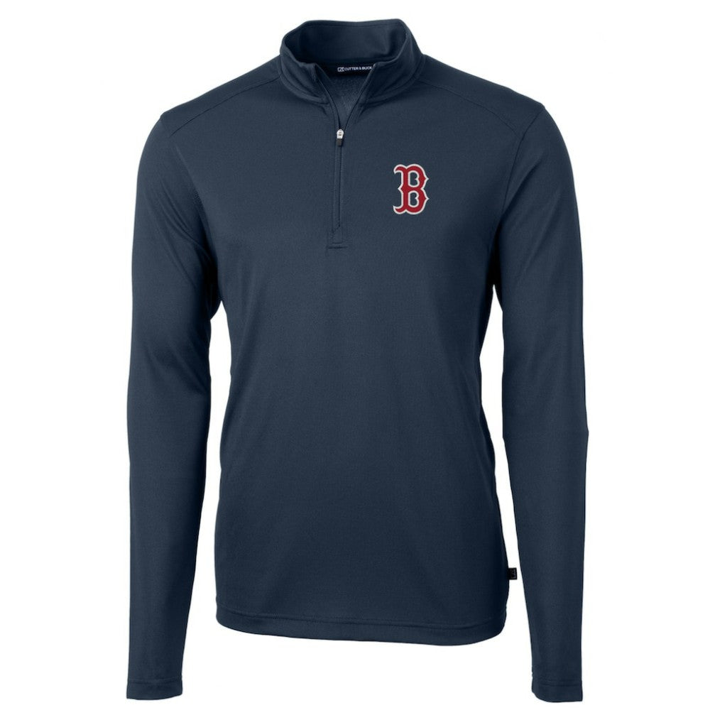 Boston Red Sox Cutter & Buck Virtue Eco Pique Recycled Quarter-Zip Pullover Top - MLB Pullover