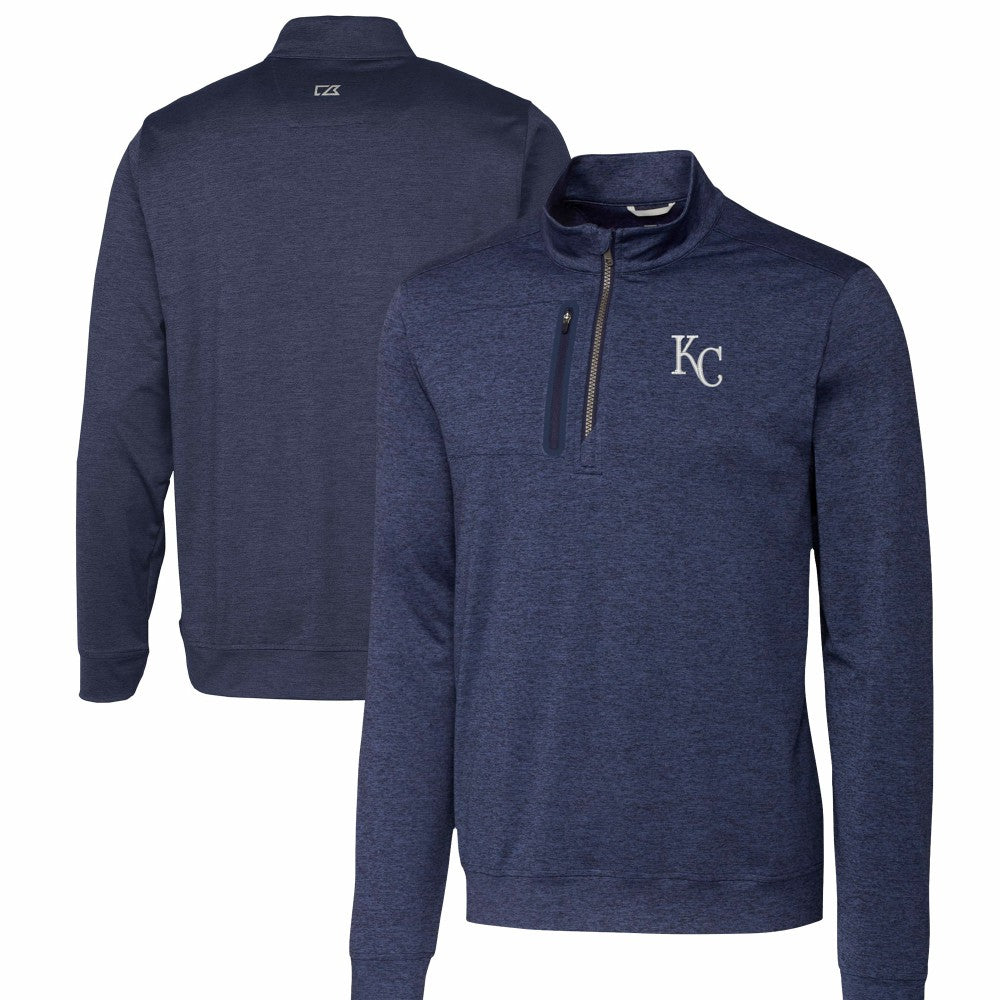 Kansas City Royals Cutter & Buck Stealth Heathered Quarter-Zip Pullover Top - MLB Pullover
