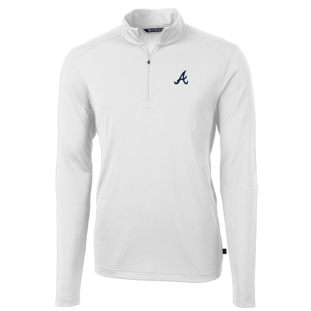 Atlanta Braves Cutter & Buck Virtue Eco Pique Recycled Quarter-Zip Pullover Top - MLB Pullover