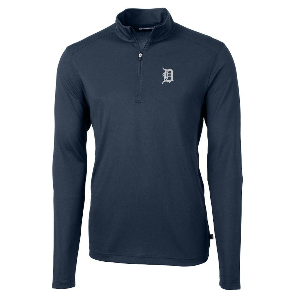Detroit Tigers Cutter & Buck Virtue Eco Pique Recycled Quarter-Zip Pullover Top - MLB Pullover