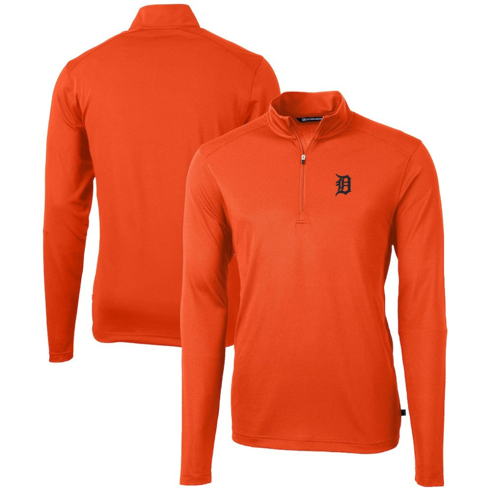 Detroit Tigers Cutter & Buck Virtue Eco Pique Recycled Quarter-Zip Pullover Top - MLB Pullover