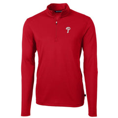 Philadelphia Phillies Cutter & Buck Virtue Eco Pique Recycled Quarter-Zip Pullover Top - MLB Pullover