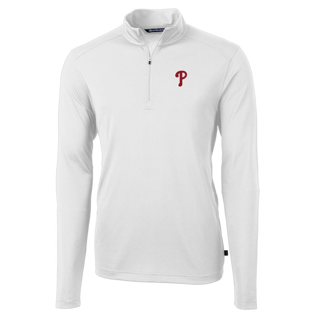 Philadelphia Phillies Cutter & Buck Virtue Eco Pique Recycled Quarter-Zip Pullover Top - MLB Pullover