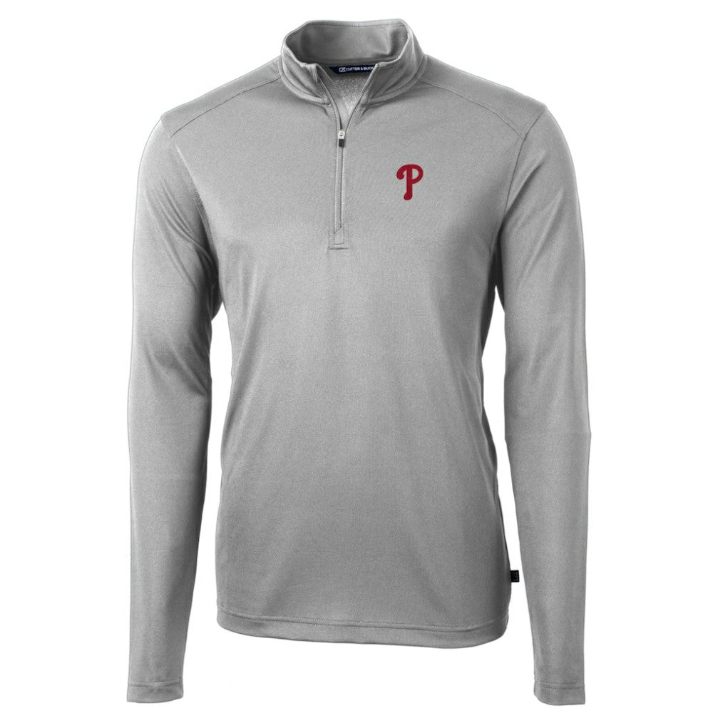 Philadelphia Phillies Cutter & Buck Virtue Eco Pique Recycled Quarter-Zip Pullover Top - MLB Pullover