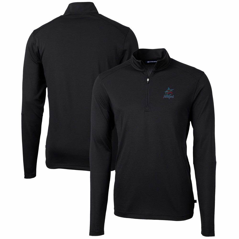 Miami Marlins Cutter & Buck Virtue Eco Pique Recycled Quarter-Zip Pullover Top - MLB Pullover