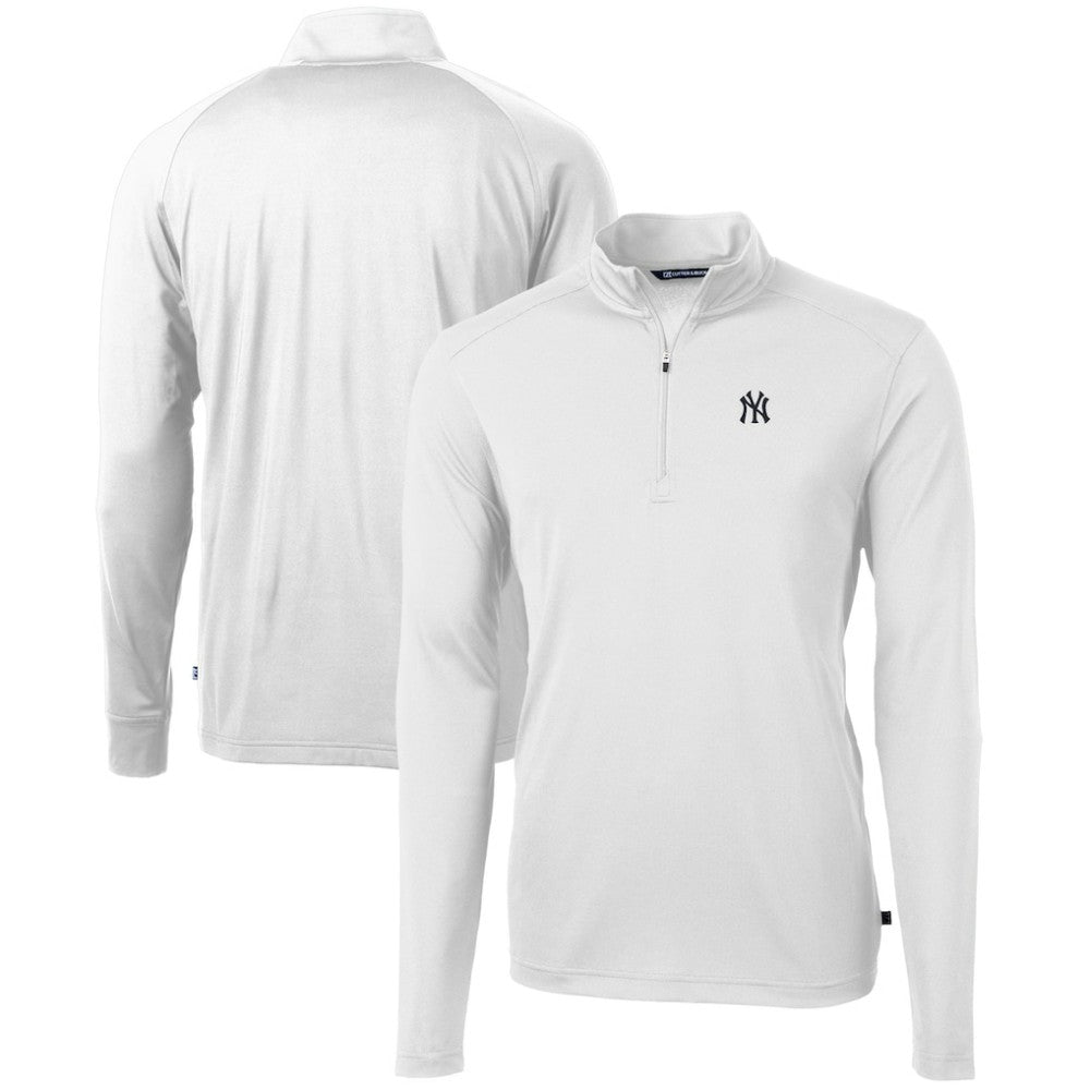 New York Yankees Cutter & Buck Virtue Eco Pique Recycled Quarter-Zip Pullover Top - MLB Pullover