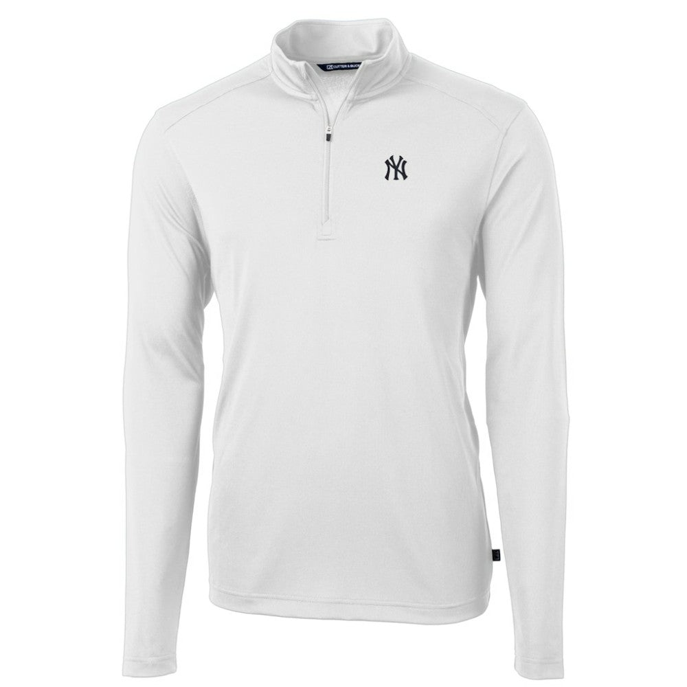 New York Yankees Cutter & Buck Virtue Eco Pique Recycled Quarter-Zip Pullover Top - MLB Pullover