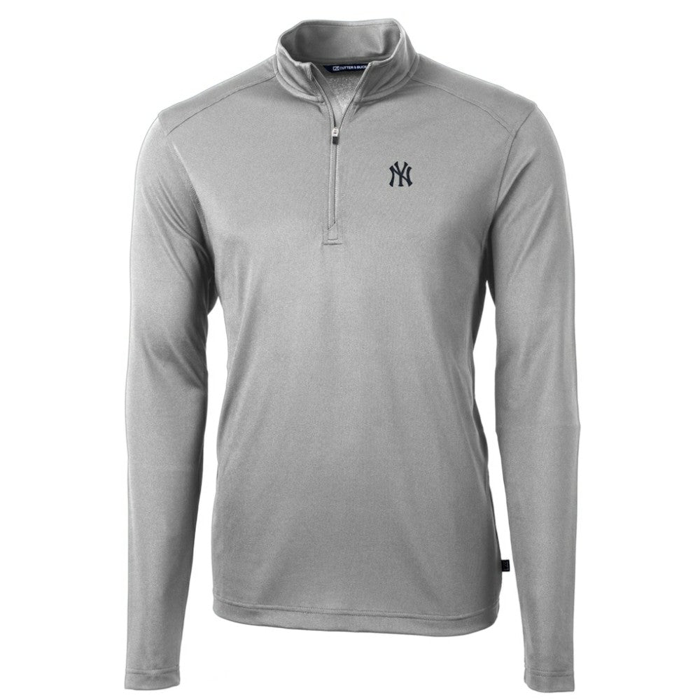 New York Yankees Cutter & Buck Virtue Eco Pique Recycled Quarter-Zip Pullover Top - MLB Pullover