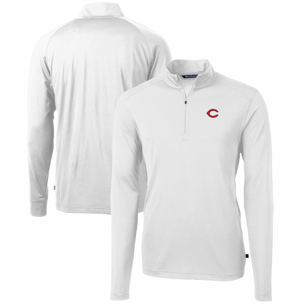 Cincinnati Reds Cutter & Buck Virtue Eco Pique Recycled Quarter-Zip Pullover Top - MLB Pullover