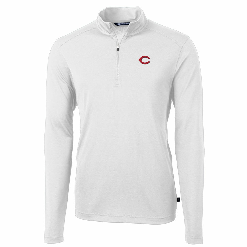 Cincinnati Reds Cutter & Buck Virtue Eco Pique Recycled Quarter-Zip Pullover Top - MLB Pullover
