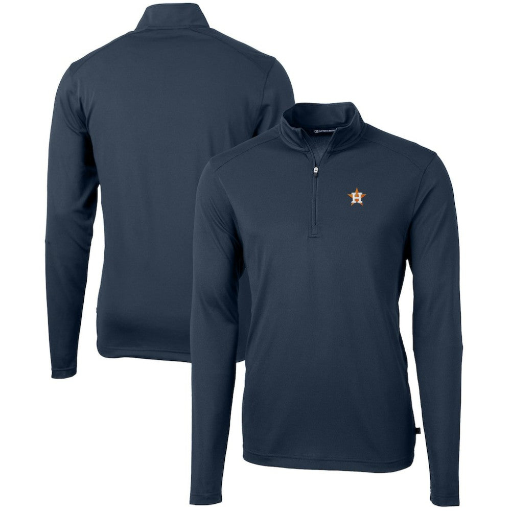 Houston Astros Cutter & Buck Virtue Eco Pique Recycled Quarter-Zip Pullover Top - MLB Pullover