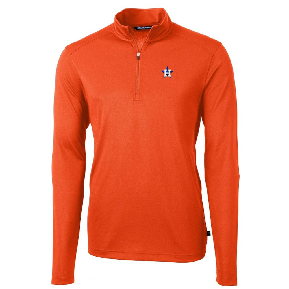 Houston Astros Cutter & Buck Virtue Eco Pique Recycled Quarter-Zip Pullover Top - MLB Pullover