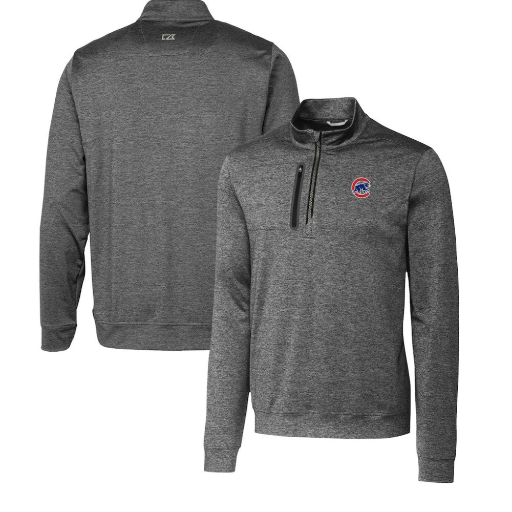 Chicago Cubs Cutter & Buck Stealth Heathered Quarter-Zip Pullover Top - MLB Pullover