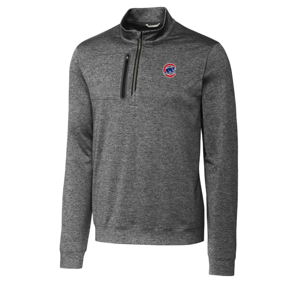 Chicago Cubs Cutter & Buck Stealth Heathered Quarter-Zip Pullover Top - MLB Pullover