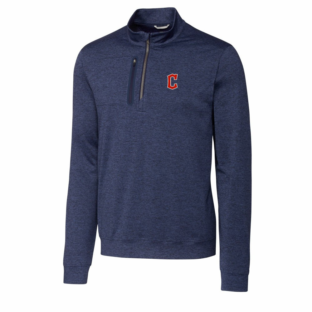 Cleveland Guardians Cutter & Buck Stealth Heathered Quarter-Zip Pullover Top - MLB Pullover