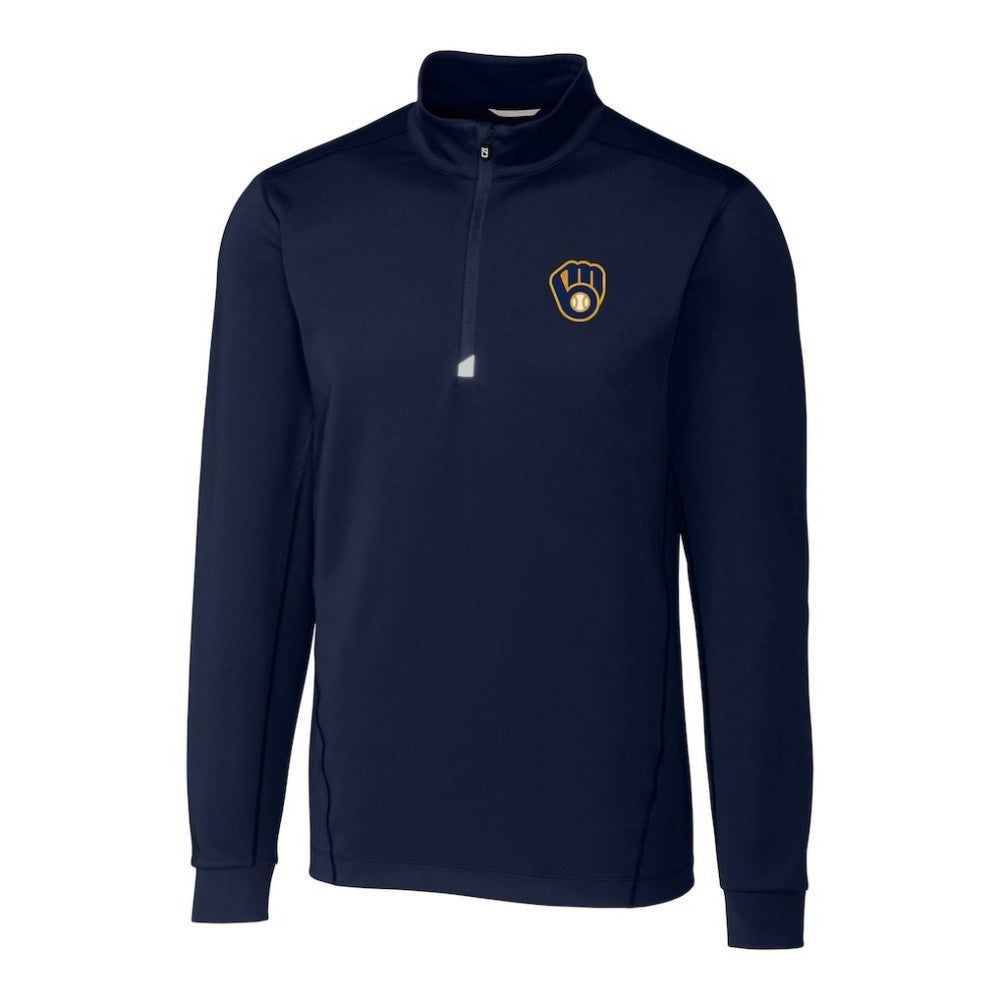 Milwaukee Brewers Cutter & Buck Big & Tall Traverse Stretch Quarter-Zip Pullover Top - MLB Pullover