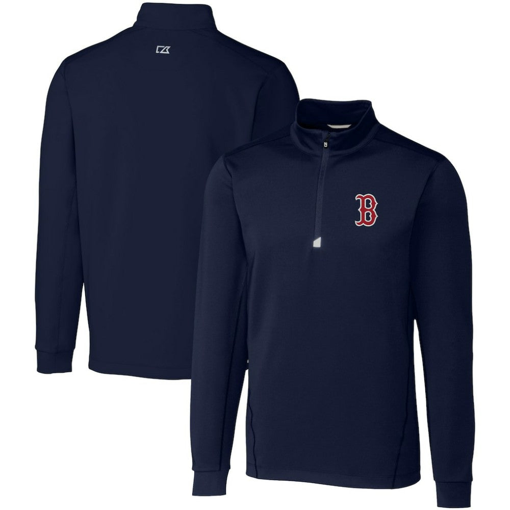 Boston Red Sox Cutter & Buck Big & Tall Traverse Stretch Quarter-Zip Pullover Top - MLB Pullover