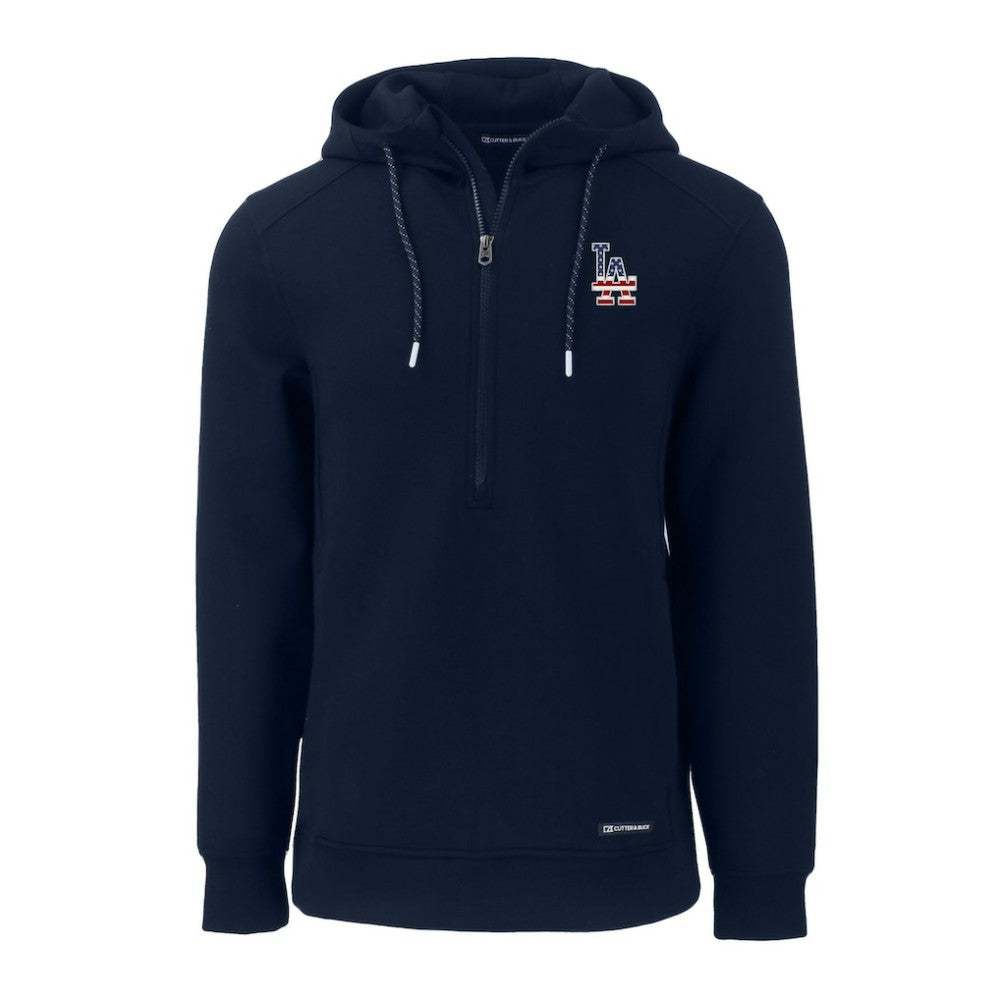 Los Angeles Dodgers Cutter & Buck Stars & Stripes Roam Eco Half-Zip Recycled Pullover Hoodie - MLB Hoodies