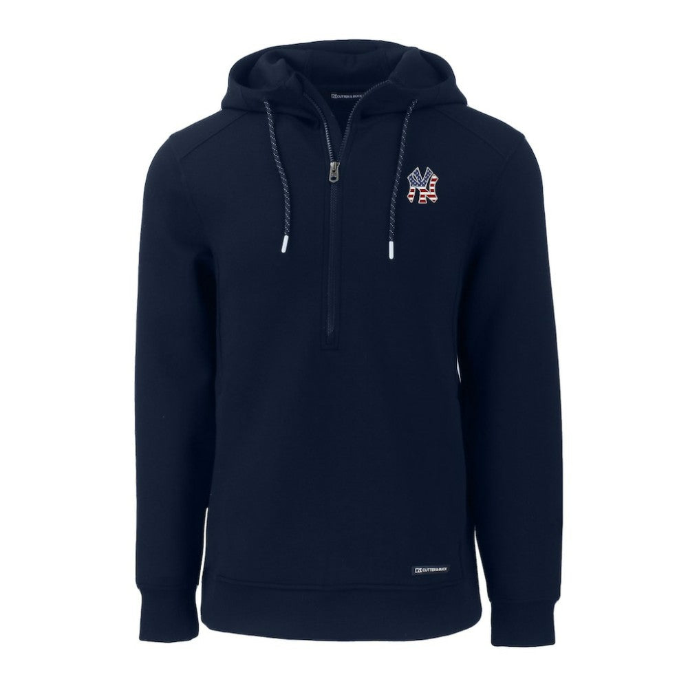 New York Yankees Cutter & Buck Stars & Stripes Roam Eco Half-Zip Recycled Pullover Hoodie - MLB Hoodies
