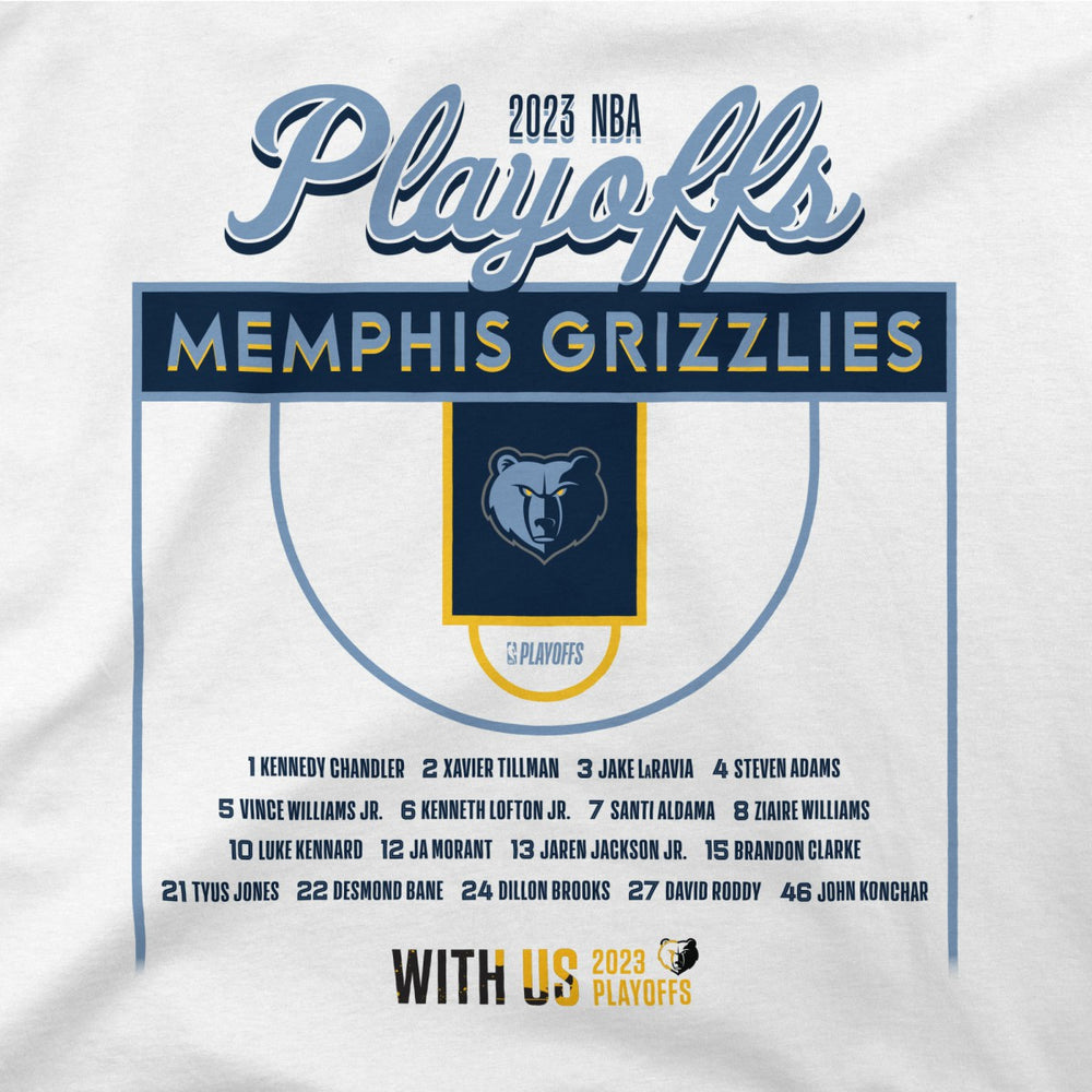 White Memphis Grizzlies Stadium Essentials Unisex 2023 NBA Playoffs Roster T-Shirt | NBA
