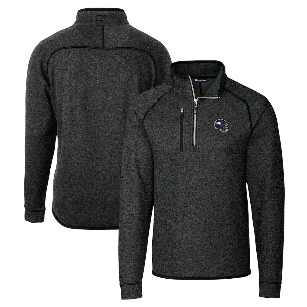 Minnesota Vikings Cutter & Buck Helmet Mainsail Sweater-Knit Half-Zip Pullover Jacket | NFL Outlet