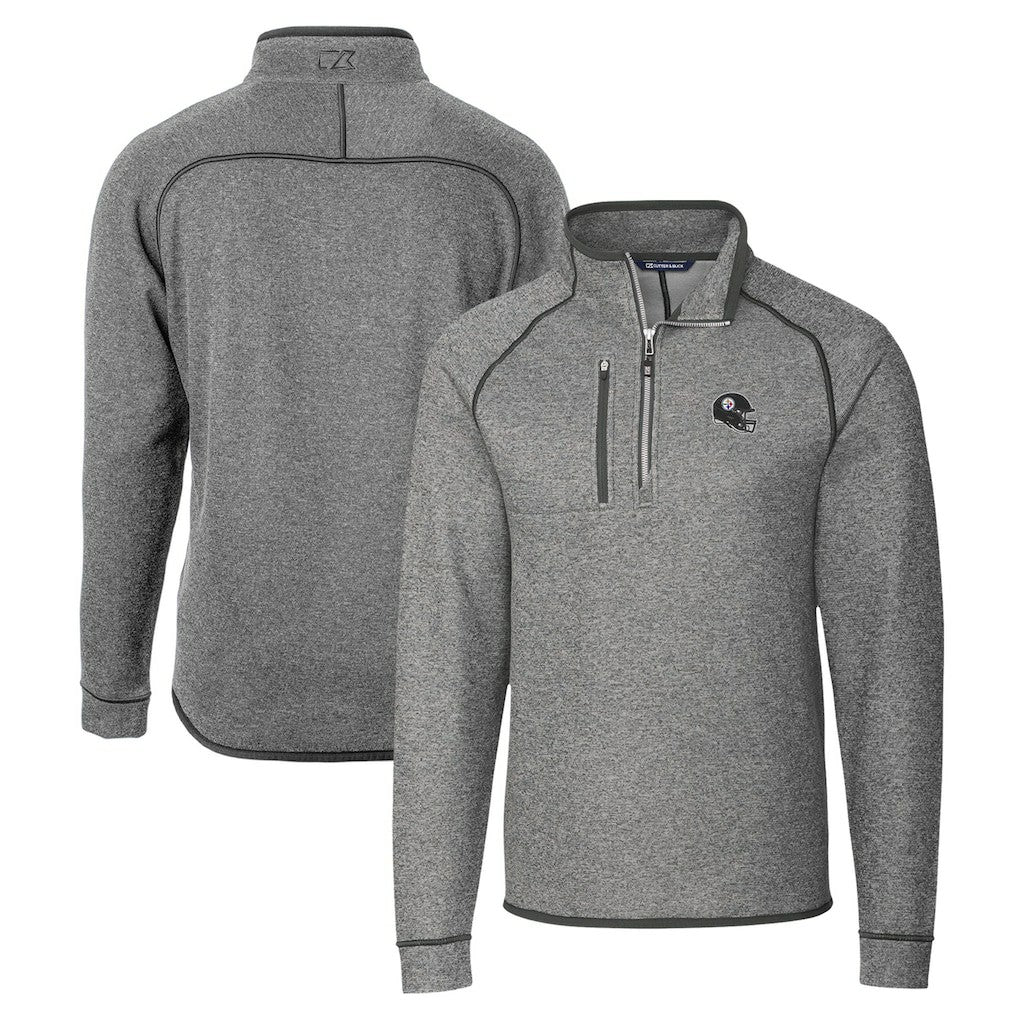 Pittsburgh Steelers Cutter & Buck Helmet Mainsail Sweater-Knit Half-Zip Pullover Jacket | NFL Sale