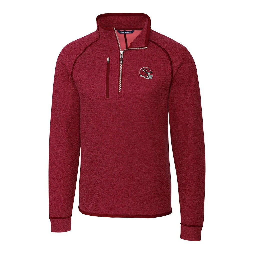Kansas City Chiefs Cutter & Buck Helmet Mainsail Sweater-Knit Half-Zip Pullover Jacket | NFL Sale