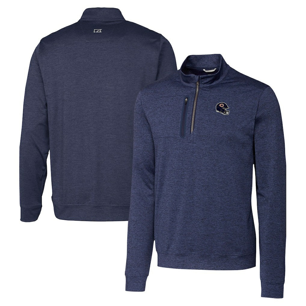 Chicago Bears Cutter & Buck Helmet Stealth Heathered Quarter-Zip Pullover Top | NFL US