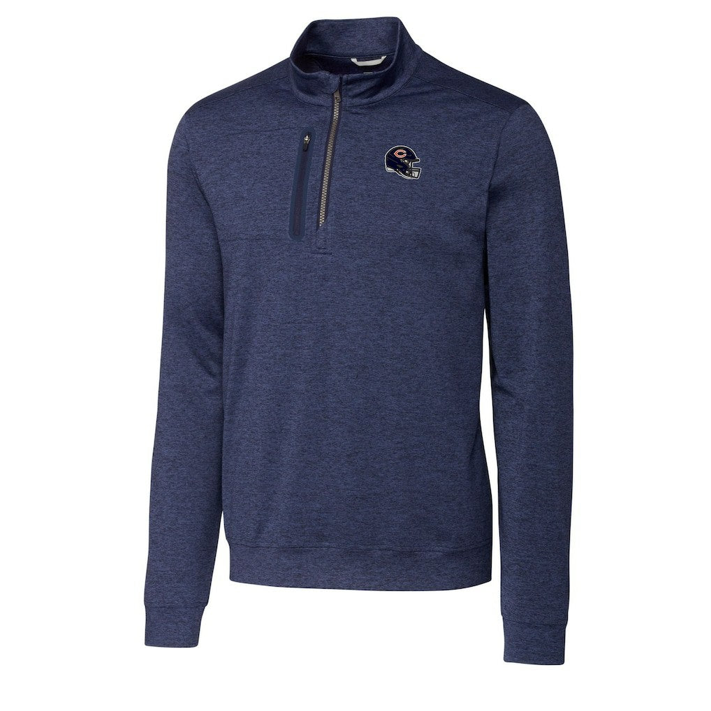 Chicago Bears Cutter & Buck Helmet Stealth Heathered Quarter-Zip Pullover Top | NFL US