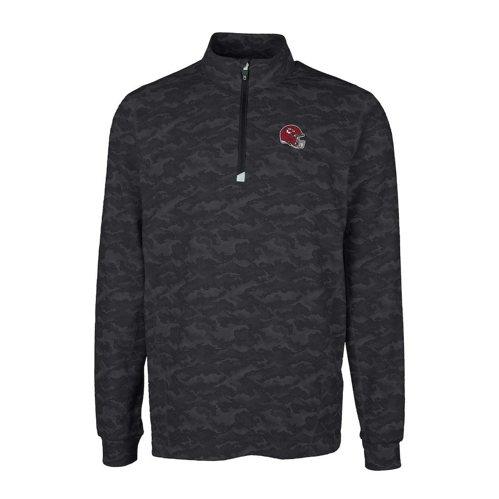 Kansas City Chiefs Cutter & Buck Helmet Traverse Camo Print Stretch Quarter-Zip Pullover Top | NFL Discount